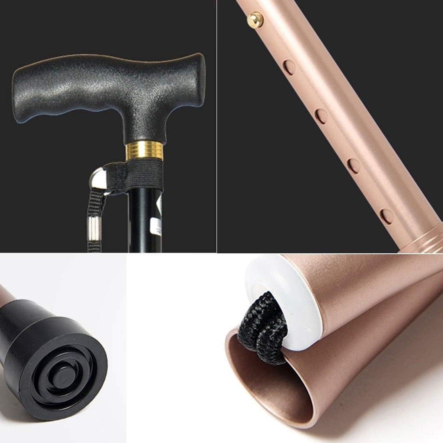Lightweight, adjustable walking stick with sleek T handles for improved mobility. Lightweight, adjustable walking stick with sleek T handles for improved mobility.
